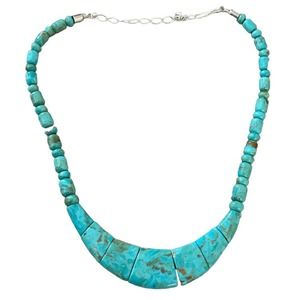 Jay King Mine Field Sterling Silver Turquoise Graduated Wide Statement Necklace